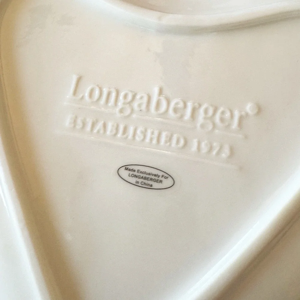 Longaberger 2004 Sweetest Heart White Ceramic Heart Shaped Bowl Dish Red Ribbon